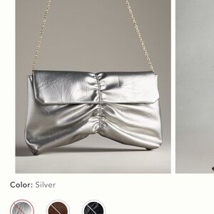 ANTHROPOLOGIE Scrunched Envelope Clutch SILVER